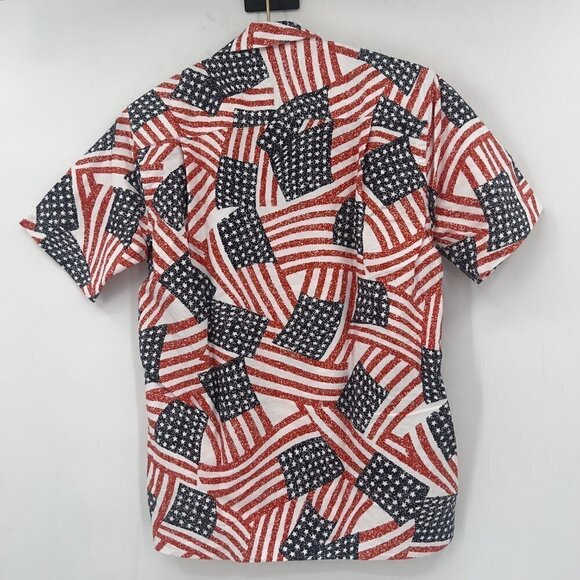 Gitman Bros. Vintage USA Flag Collage Camp Shirt NWT - Picture 2 of 8